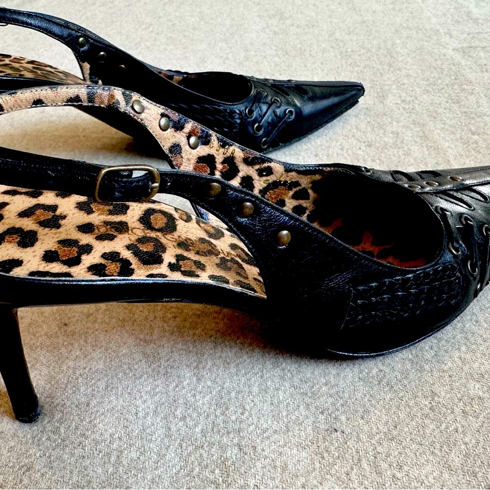 Dolce and Gabbana, Black Strappy Heels with Studs. size 7.5/size 37 Gorgeous!